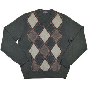 Brooks Brothers Argyle Sweater Mens Large Academia Preppy 100% Merino‎ Wool